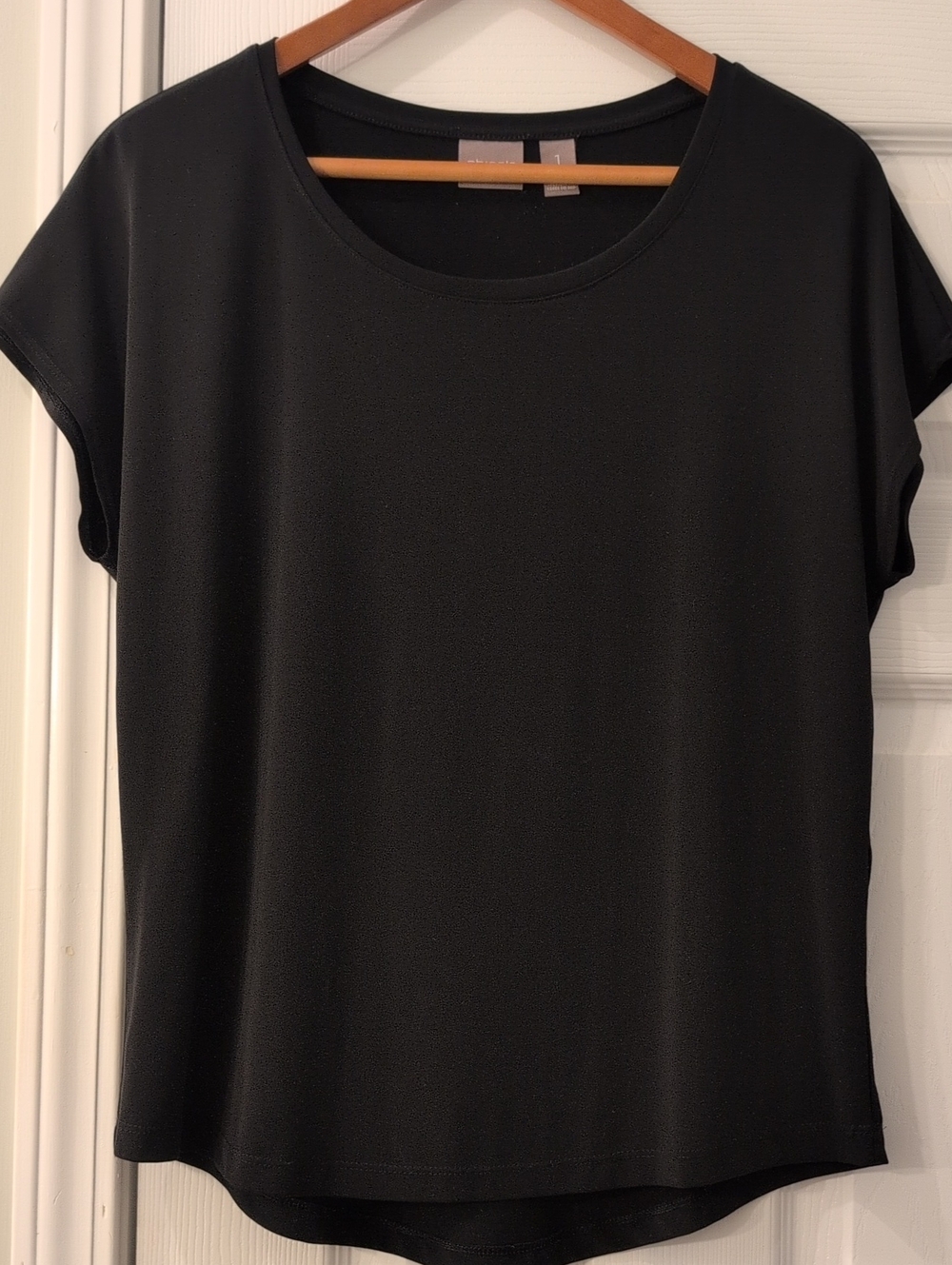 Chico's Black Short Sleeve Scoop Neck Tee Top